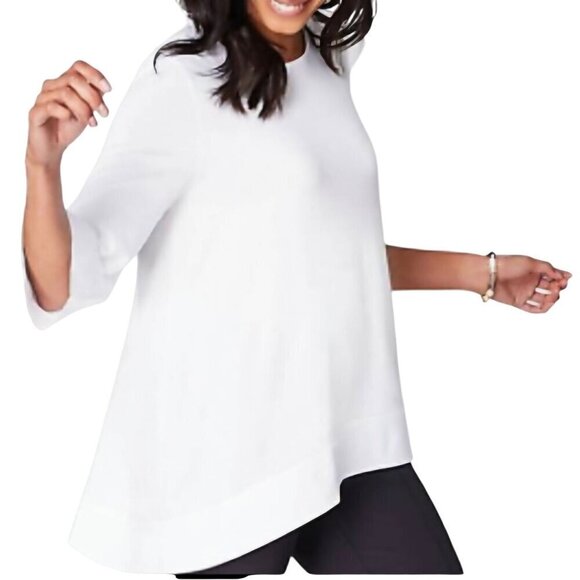 Christian Siriano For J.Jill Mixed-Media Tee Lagonlook White Tunic Size Lp - Picture 5 of 11